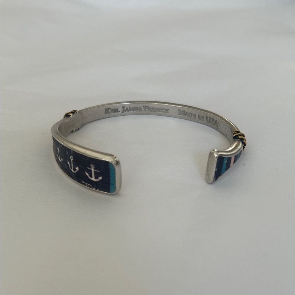 Kiel James Patrick Silver and Blue Oar Anchor Bracelet
